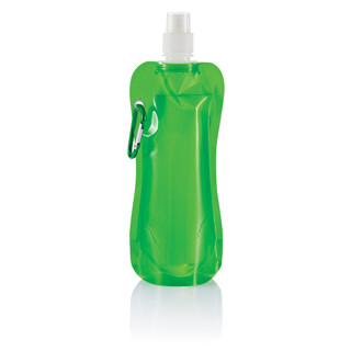 Składana butelka; Torebka o pojemności 400 ml z otworem do picia i karabińczykiem, umożliwiającym zabranie napoju ze sobą w każde miejsce.