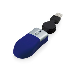 Mini mysz USB z czarnym chowanym przewodem