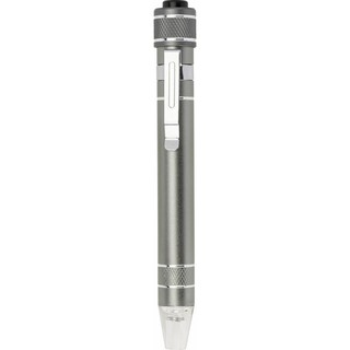 Śrubokręt w kształcie długopisu z lampką i zestawem końcówek: 3 płaskie i 3 krzyżakowe