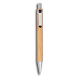 Długopis bambusowy; Długopis bambusowy z metalowym klipem i końcówką.