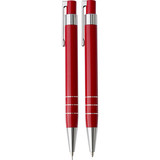 Zestaw piśmienny, lakierowany ołówek (0.7 mm) i długopis, w dopasowanym kolorystycznie etui z magnetycznym zamknięciem