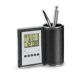 Pojemnik na długopisy z zegarem wielofunkcyjnym (czas, kalendarz, budzik i termometr)