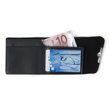 Czarny portfel z kieszenią na banknoty 