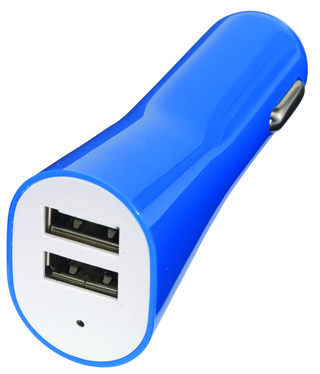 Ładowarka samochodowa DRIVE 2 USB, niebieski