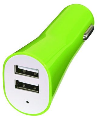 Ładowarka samochodowa DRIVE 2 USB, zielony