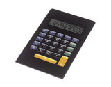  12-cyfrowy, podwójnie zasilany kalkulator Newton z dotykowymi przyciskami i praktyczną podstawką z tyłu.