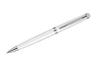 Długopis Waterman HEMISPHERE biały z wykończeniem w kolorze srebrnym