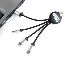 Kabel 3w1 z podświetlanym logo