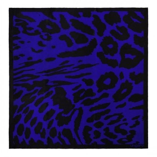 Jedwabny szal Lina Bright Blue & Black